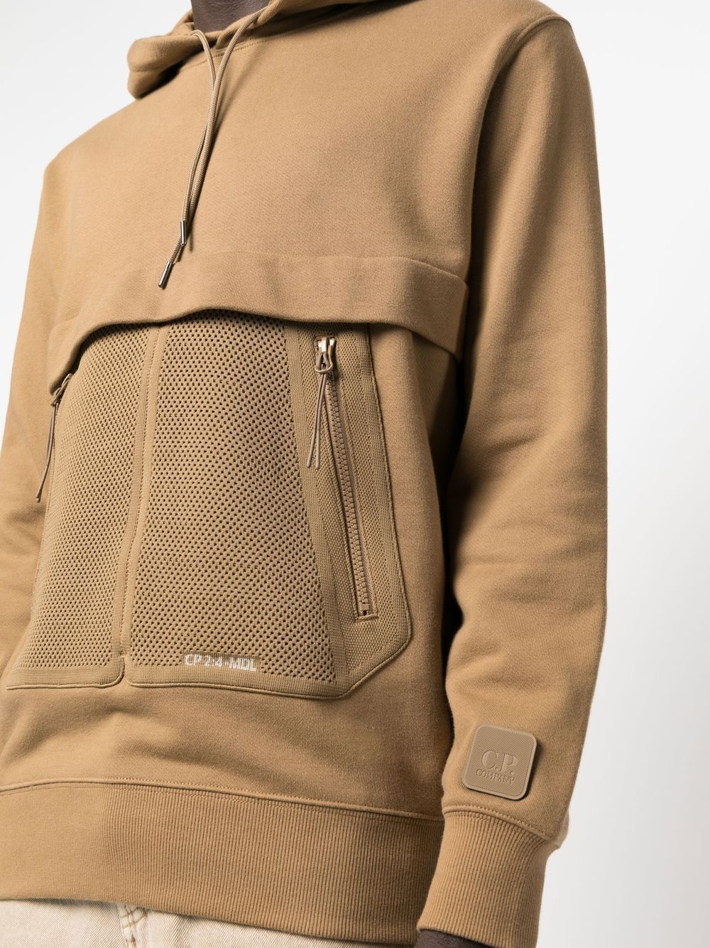 mesh-panel cotton hoodie - 5