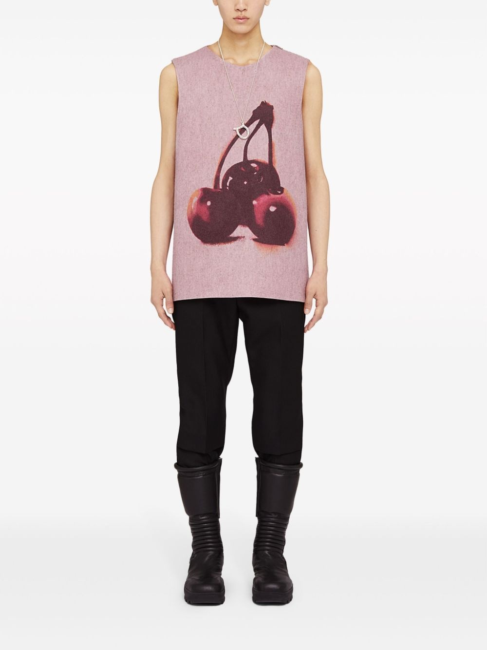 cherry-print wool tank top - 2