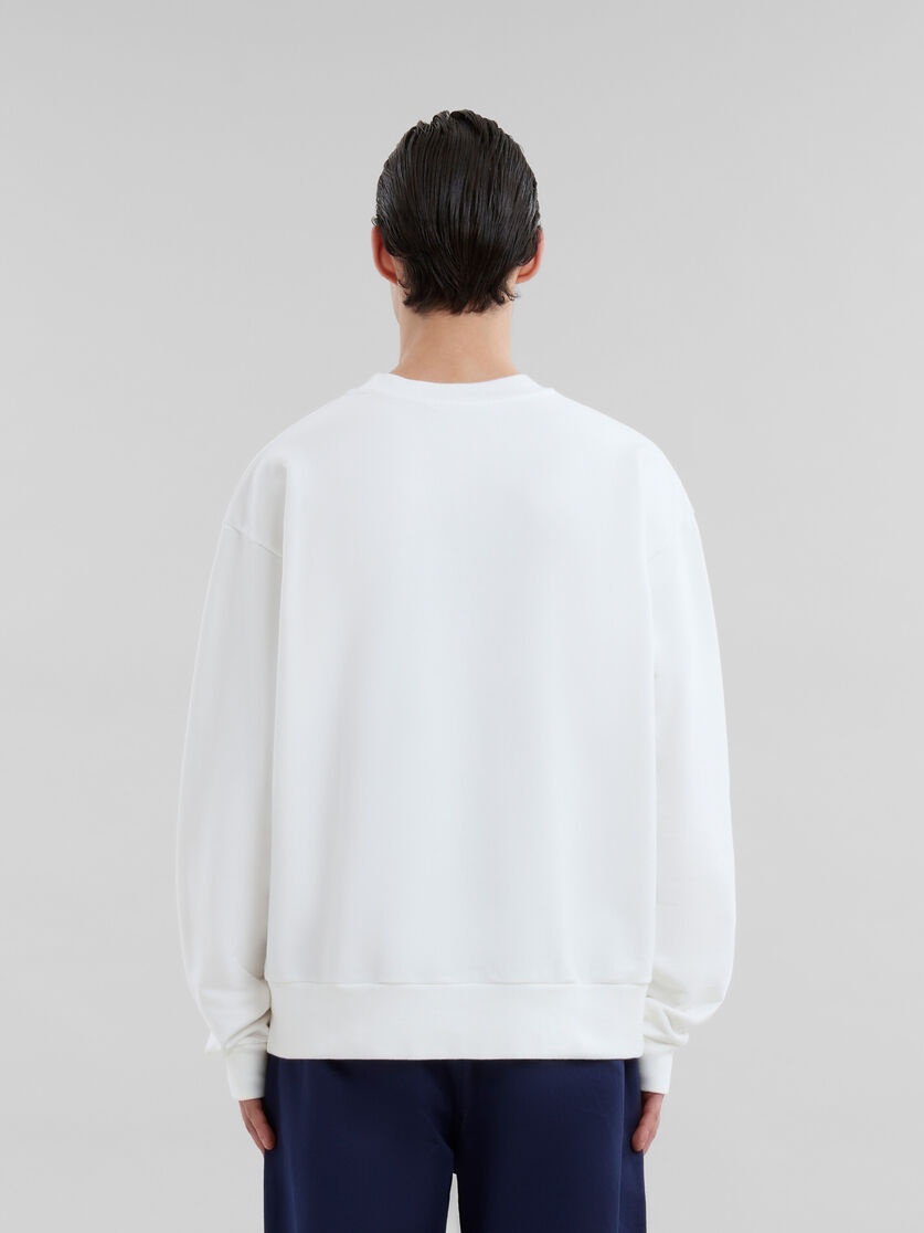WHITE ORGANIC COTTON SWEATSHIRT WITH WRINKLED MARNI LOGO - 3