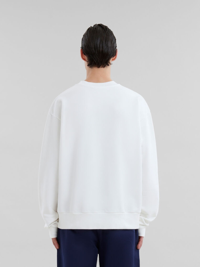 WHITE ORGANIC COTTON SWEATSHIRT WITH WRINKLED MARNI LOGO 3