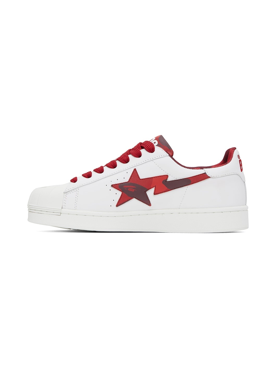 White & Red Skull Sta Sneakers - 3