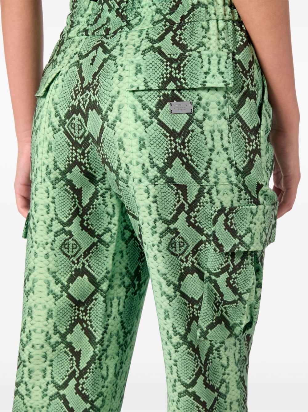 python-print satin cargo trousers - 5