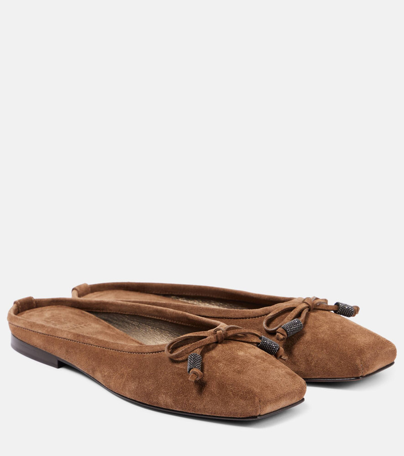 Monili bow-detail suede mules - 1
