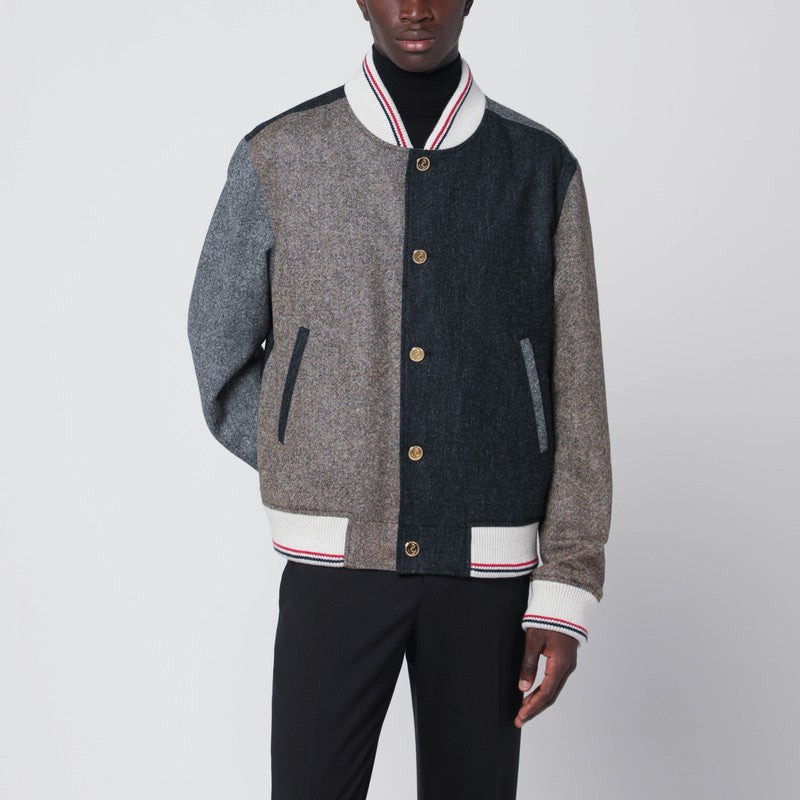 Thom Browne Colour-block wool bomber jacket - 1