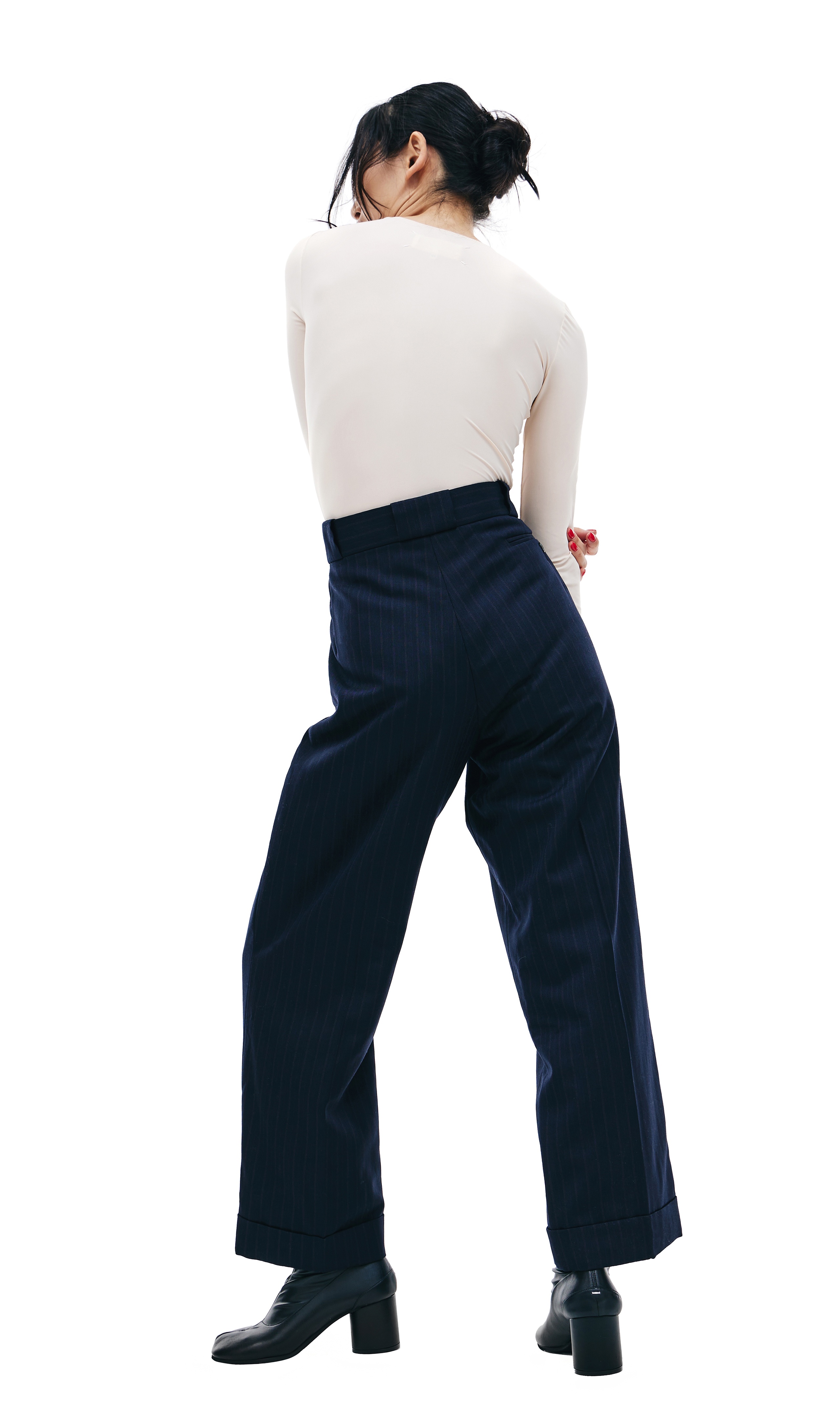 STRIPED PADDED WOOL TROUSERS - 3