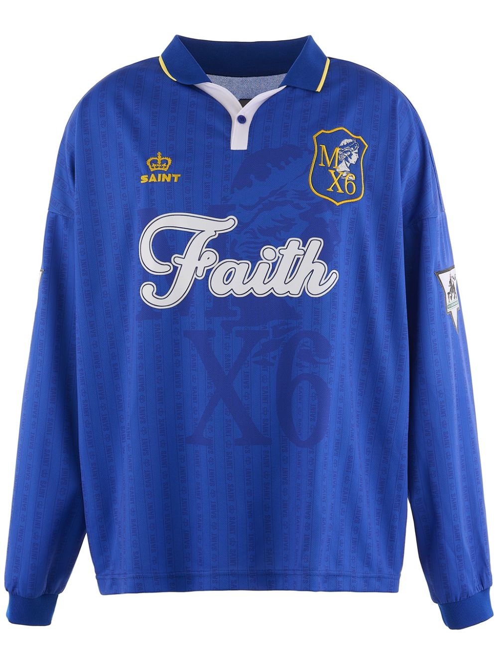 text print long-sleeved polo shirt - 1
