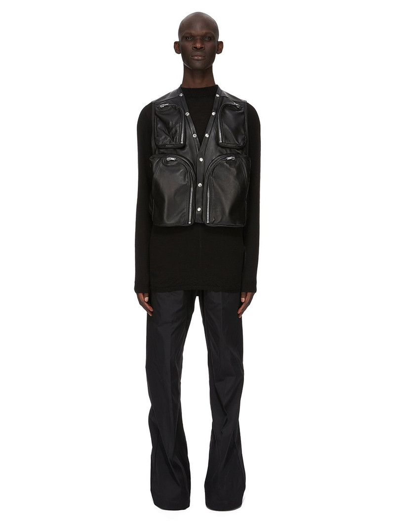 Rick Owens Black Concordians Cargo Leather Vest outlook