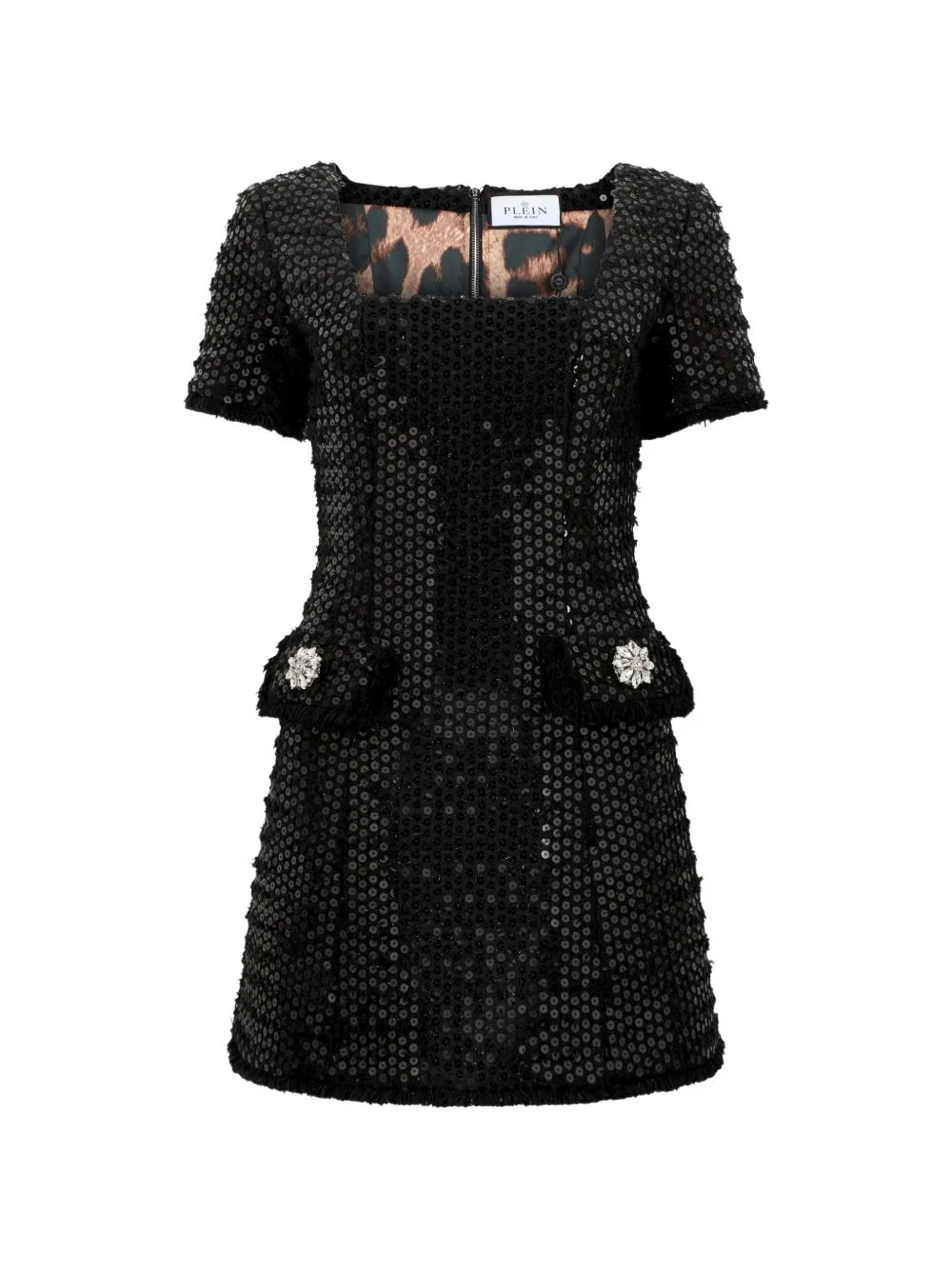 sequin-embellished tweed mini dress - 1
