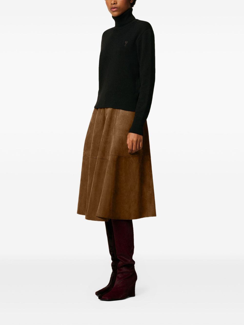 heart-embroidered turtleneck sweater - 3