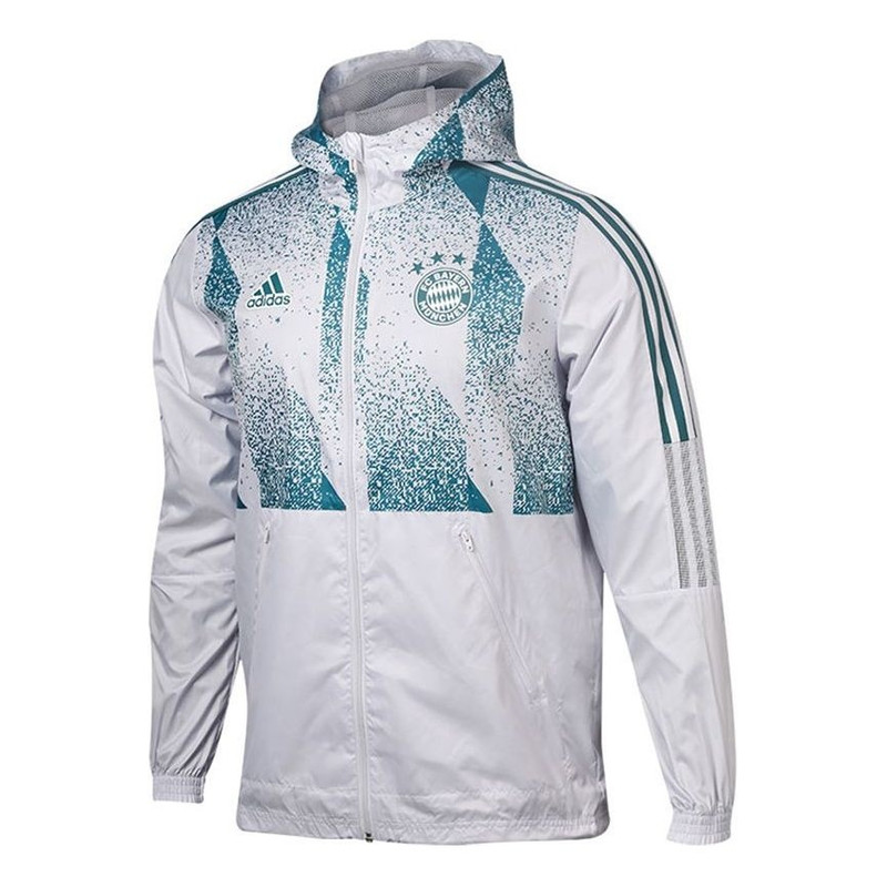 adidas FCB Windbrk Bayern Munich Soccer/Football Training Sports Hooded Jacket White GV1312 1