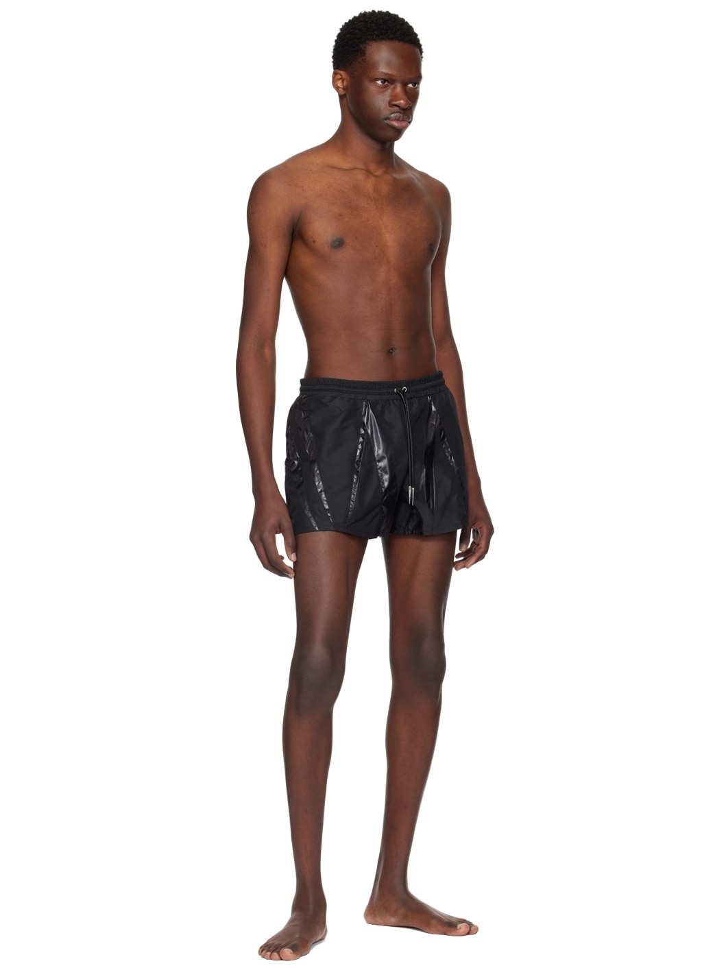 Black Paneled Swim Shorts - 4