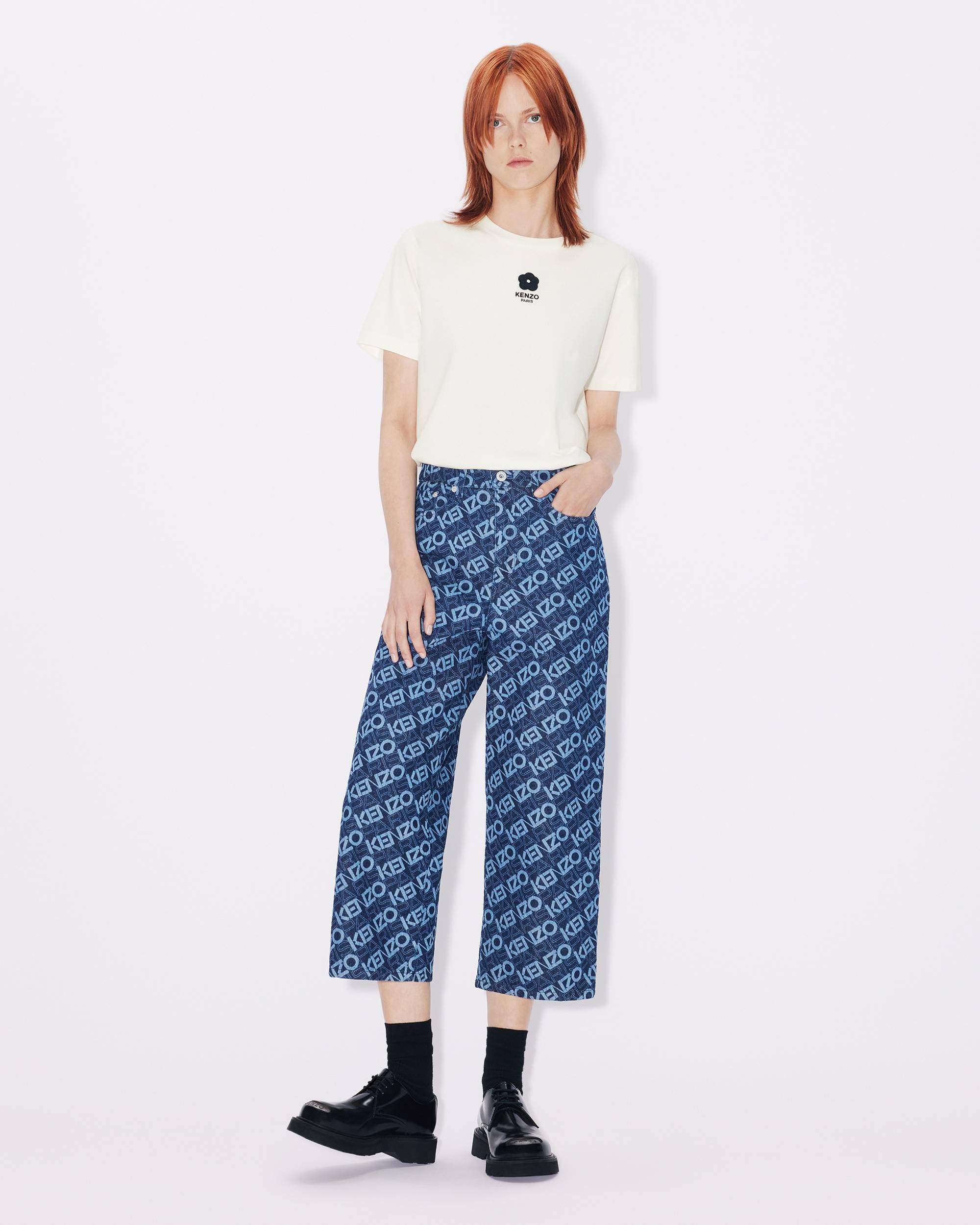 Monogram cropped jeans - 8