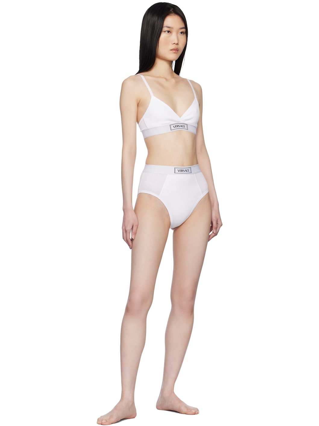 White 90s Vintage Logo Ribbed Bralette - 4