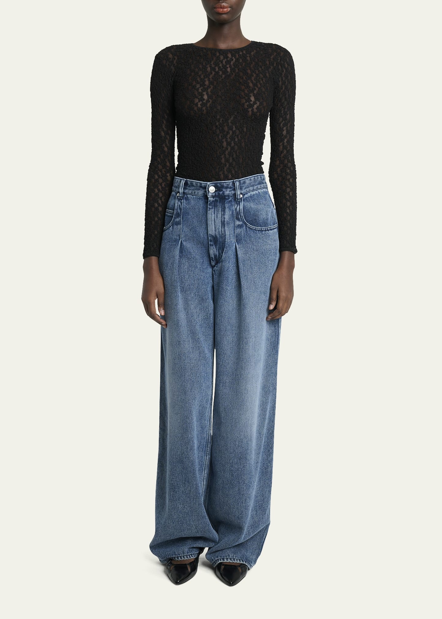 Gaelle Floral Stretch Lace Top - 2