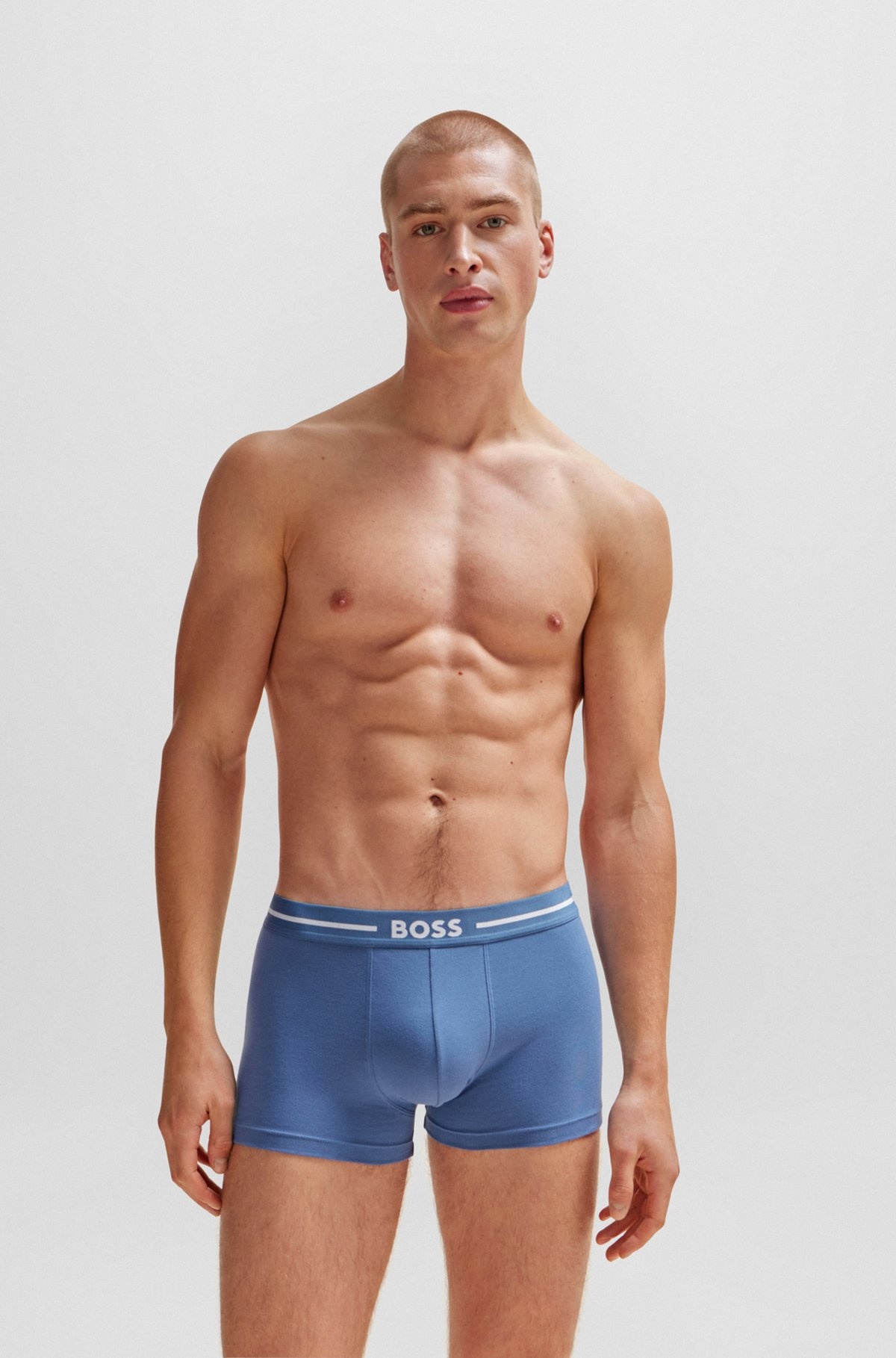 THREE-PACK OF STRETCH-COTTON TRUNKS WITH LOGO WAISTBANDS - 7