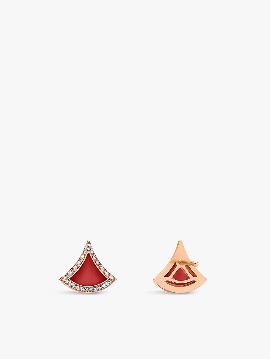 Divas’ Dream 18ct rose-gold, 0.10ct diamond and carnelian earrings - 5