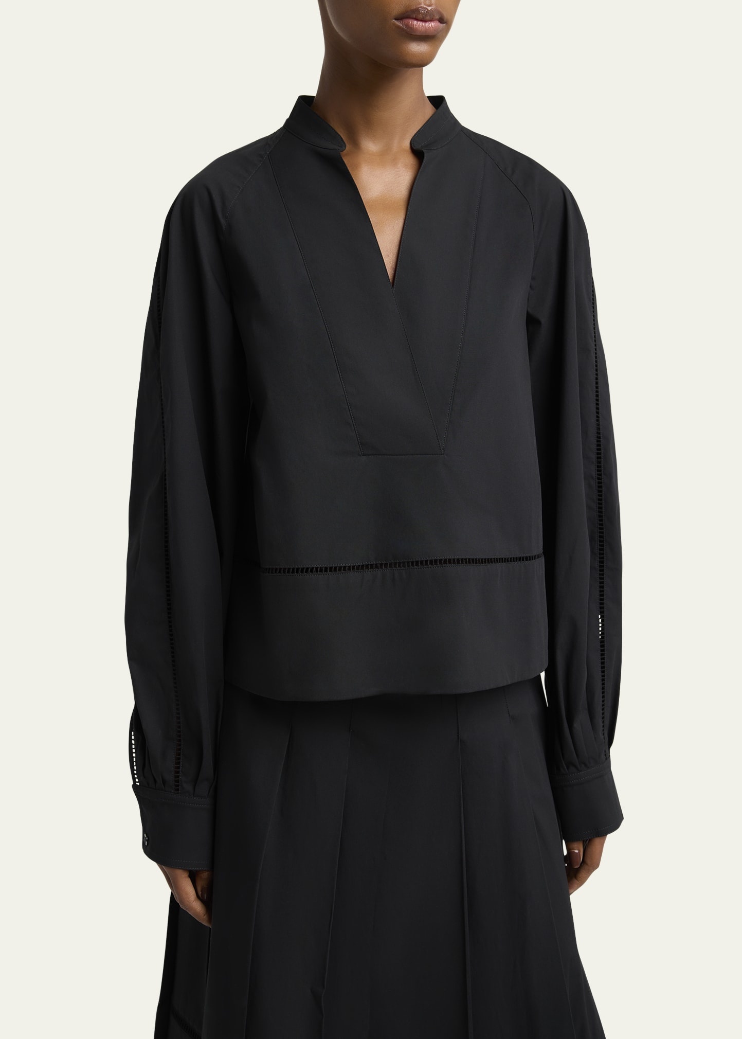 Grayson Ladder Stitch Poplin Top - 4
