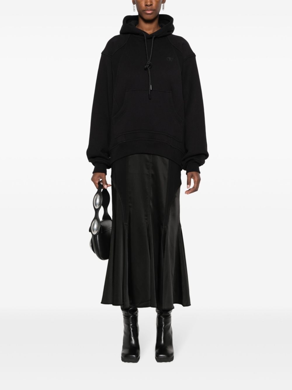 logo-printed hooded midi dress - 2