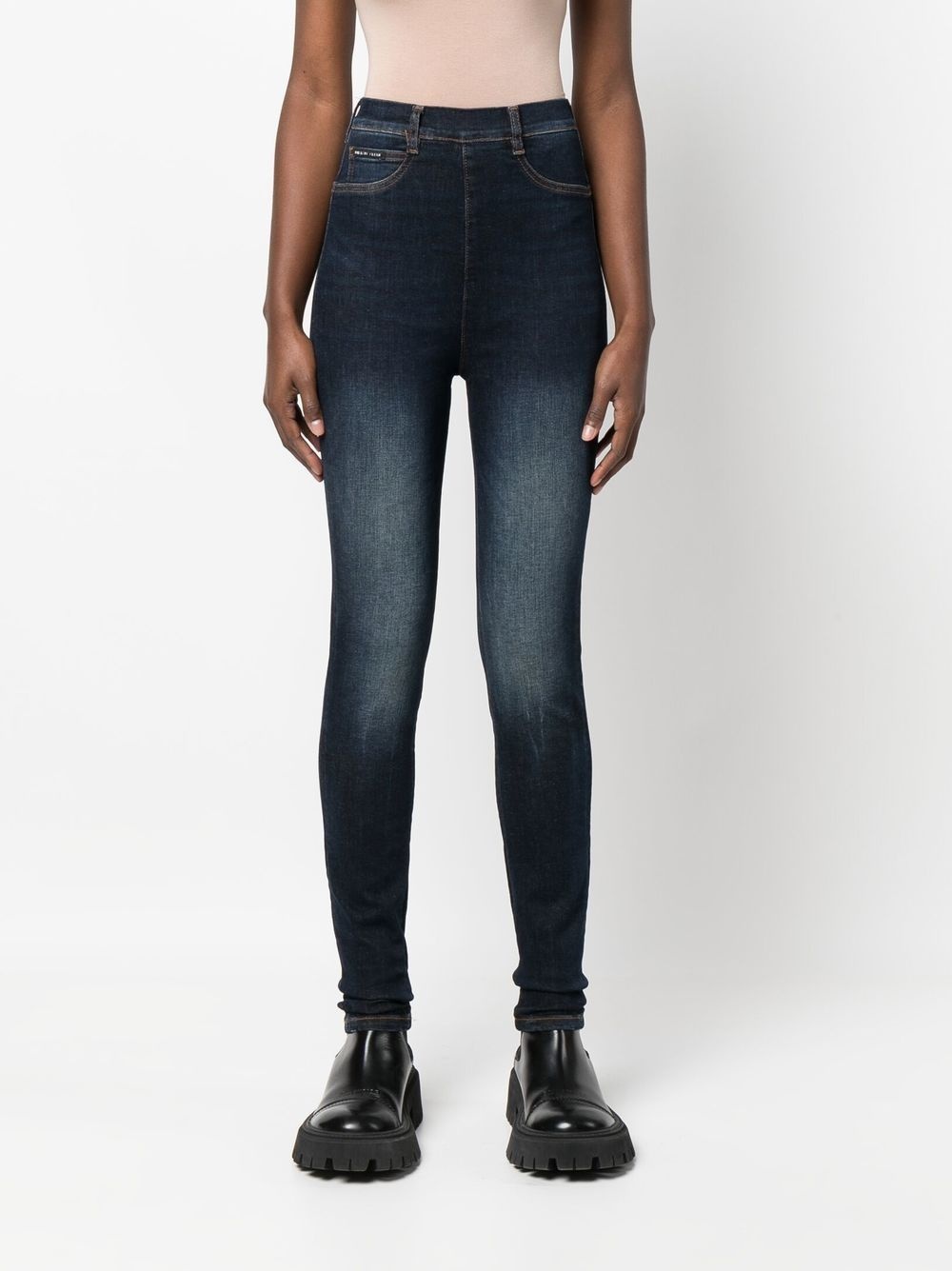 high-waist zip-up jeggings - 4