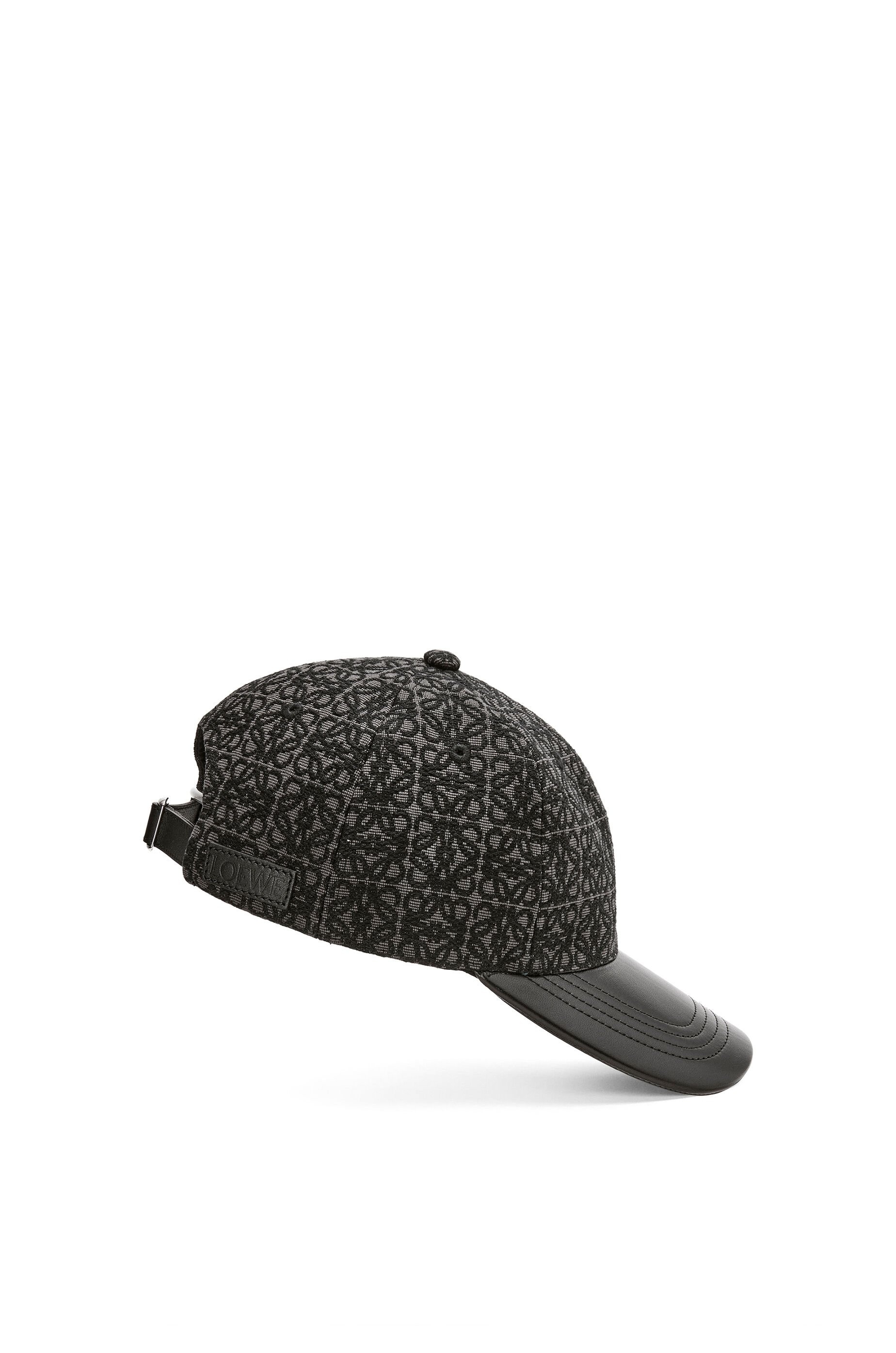 Anagram cap in jacquard and calfskin - 3
