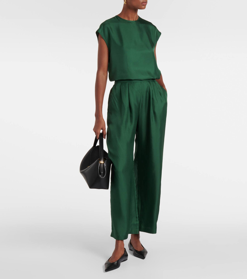 ASCENO Isola silk twill wide-leg pants outlook