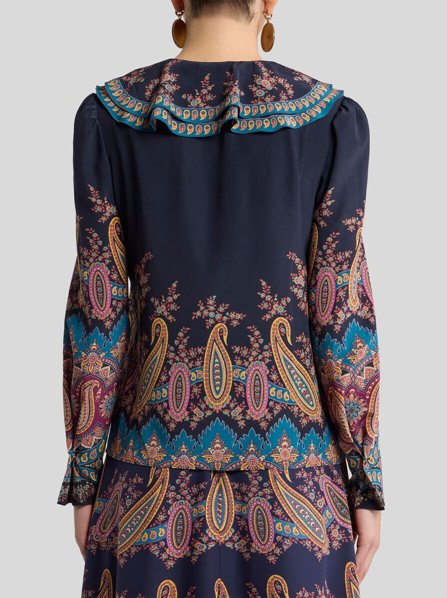 SILK SHIRT WITH PLACED PRINT - 5