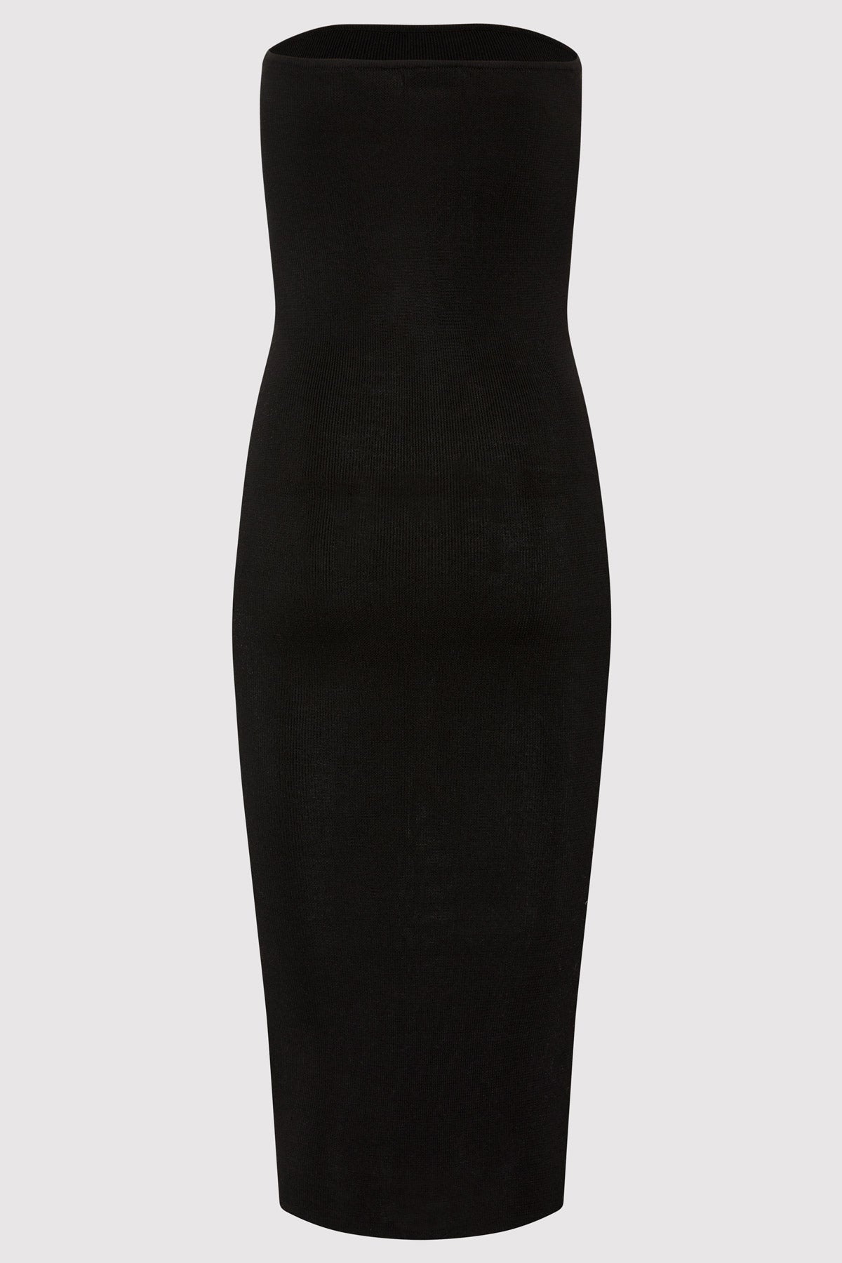 90s Strapless Knit Midi Dress - Black - 5