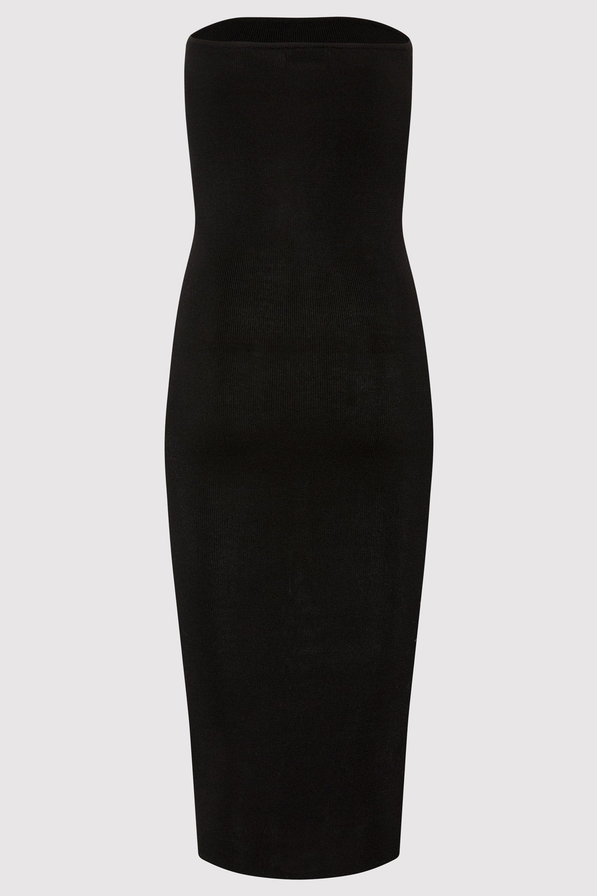 90s Strapless Knit Midi Dress - Black - 5