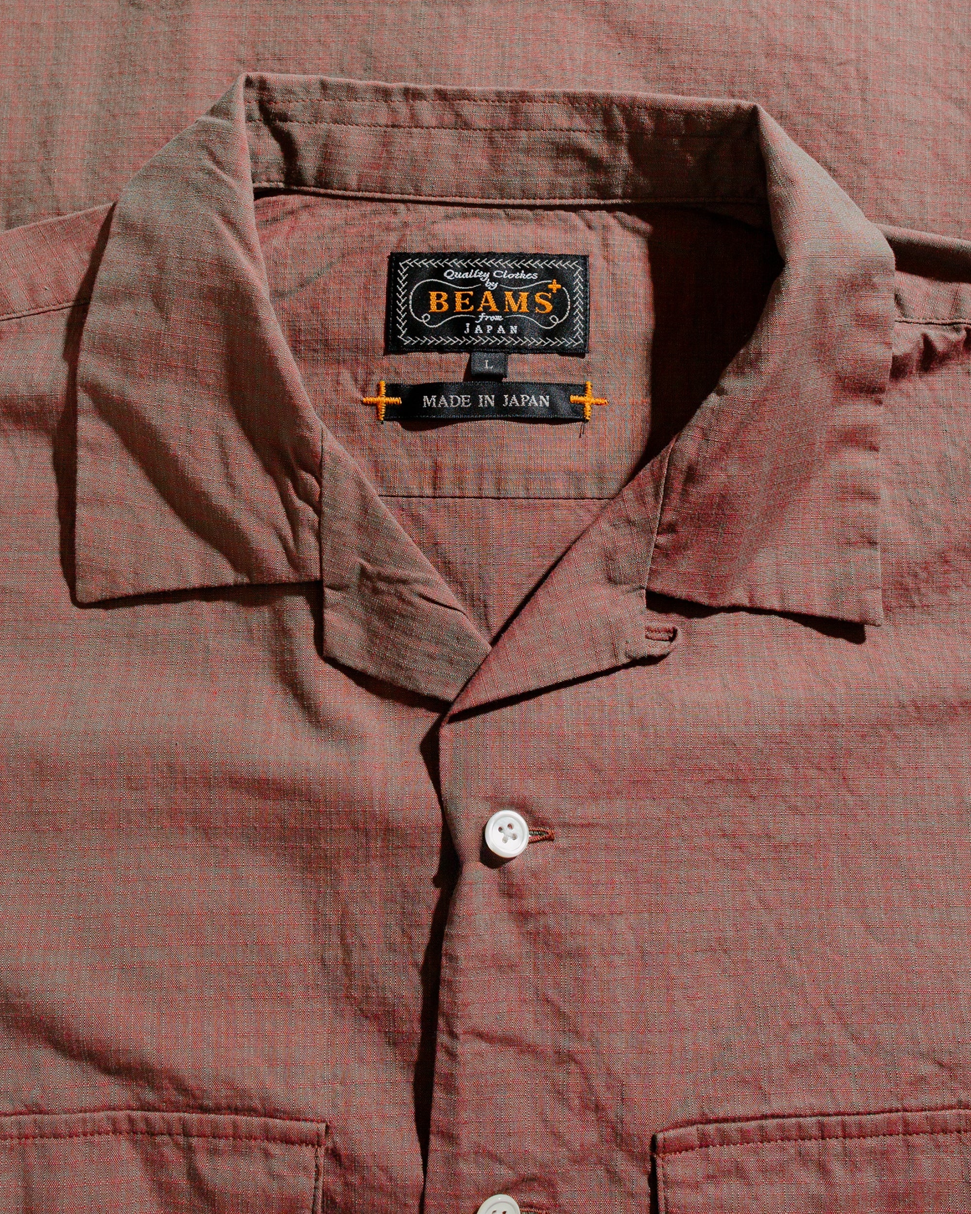 Open Collar Slab Chambray Red - 5