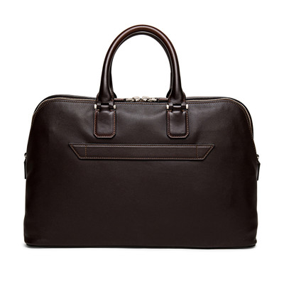 Santoni Brown leather laptop bag outlook