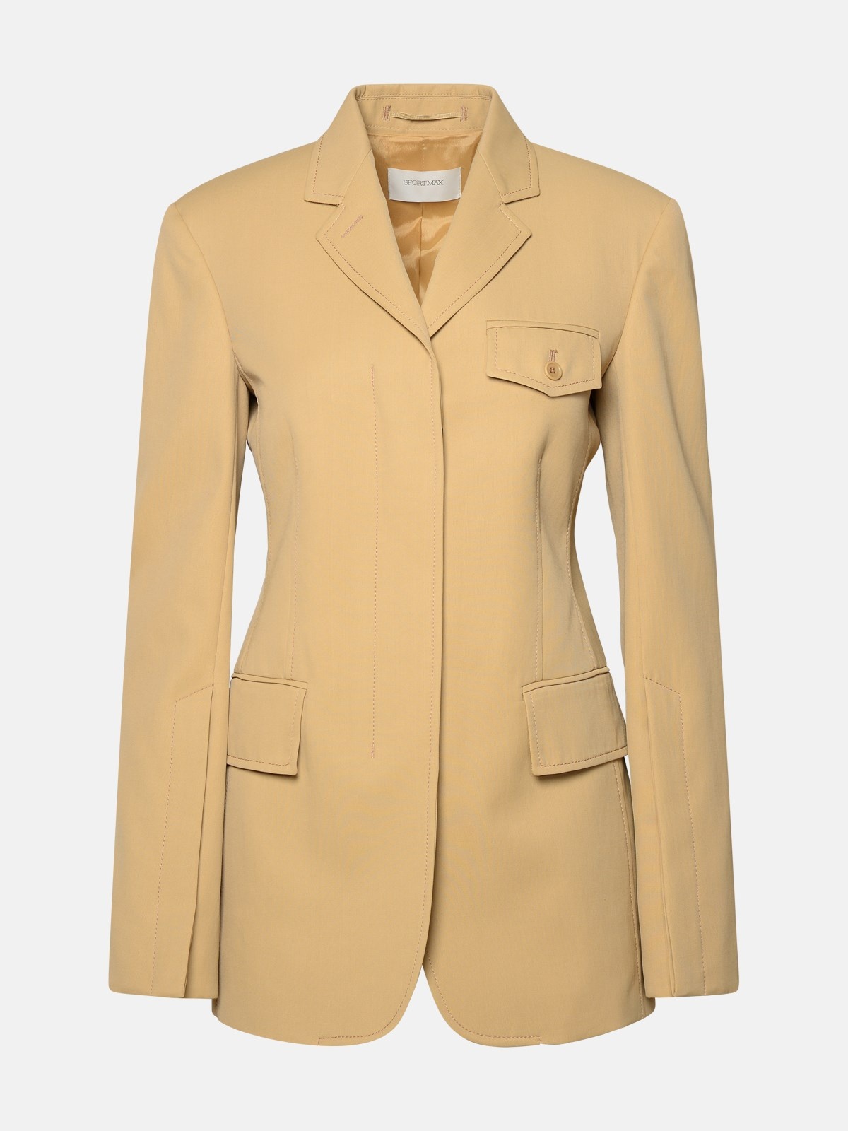 BEIGE COTTON BLEND BLAZER - 1