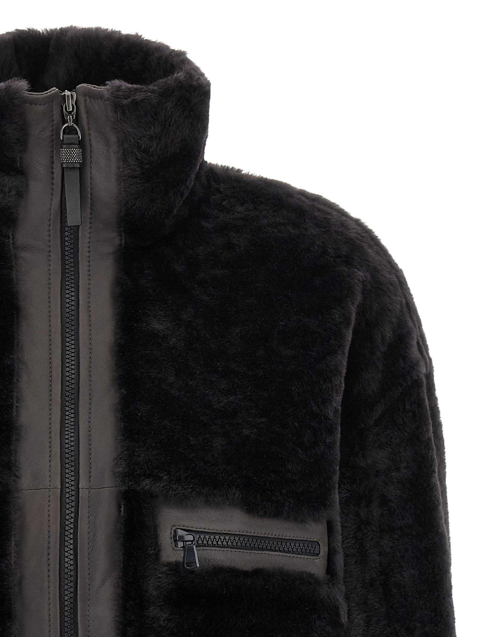Shiny Zipper Pull Fur Gray - 3