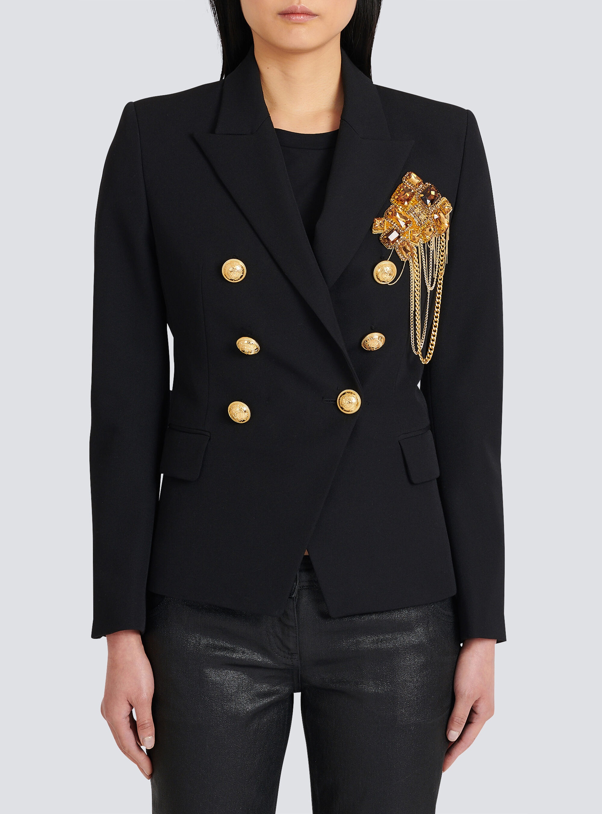 Wool jacket with embroidered jewel badge - 5