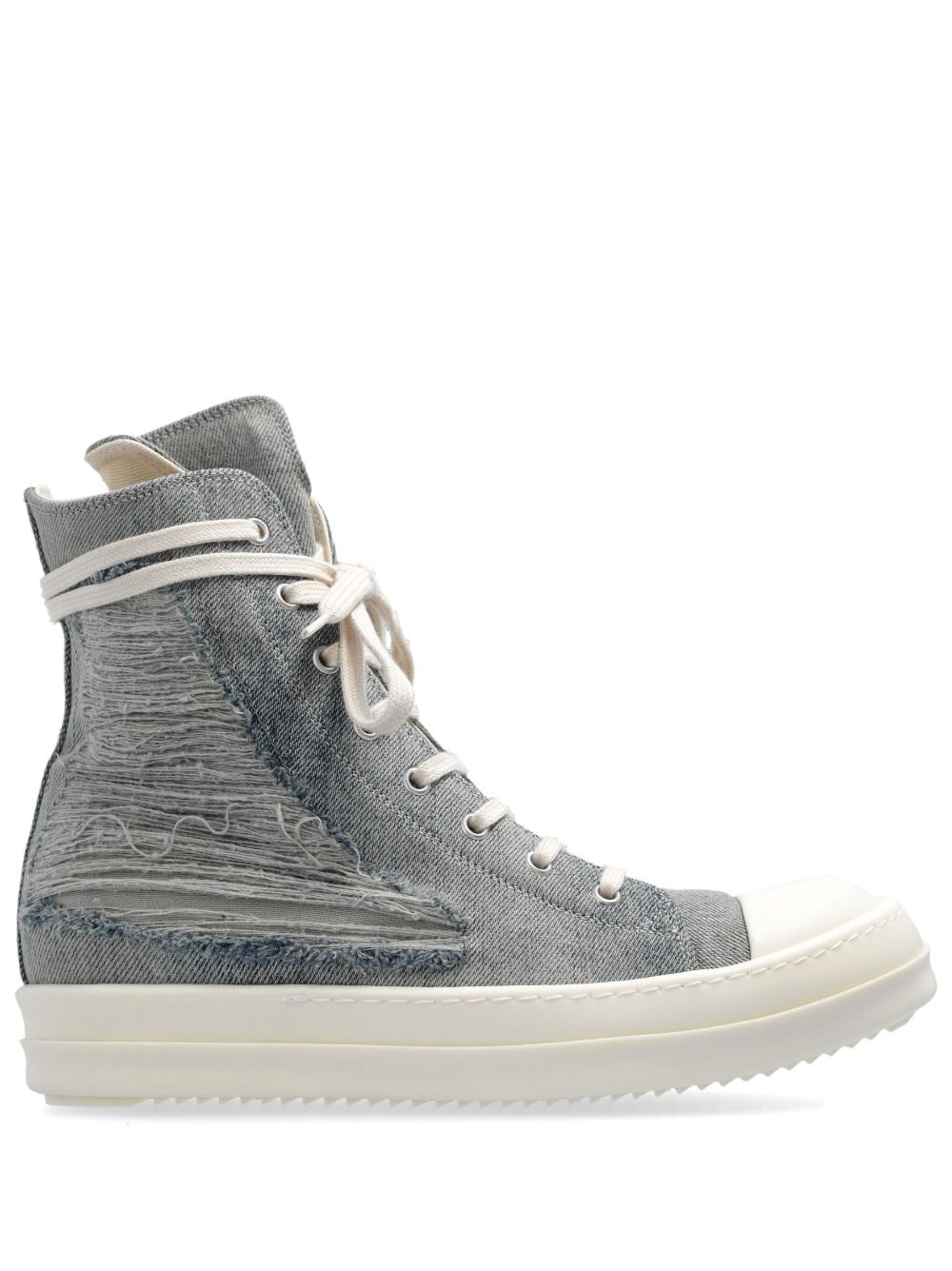 ripped-detail lace-up sneakers - 1