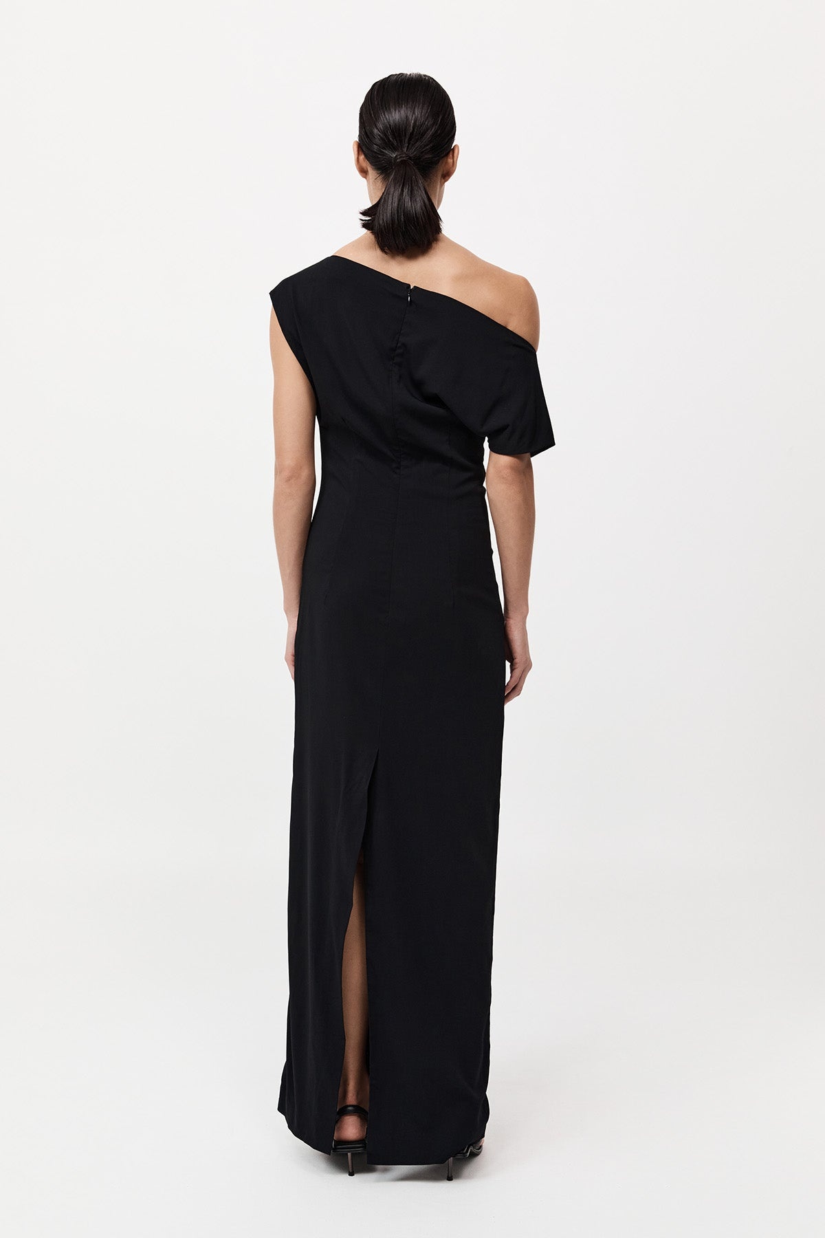 Asymmetric Off Shoulder Dress - Black - 5