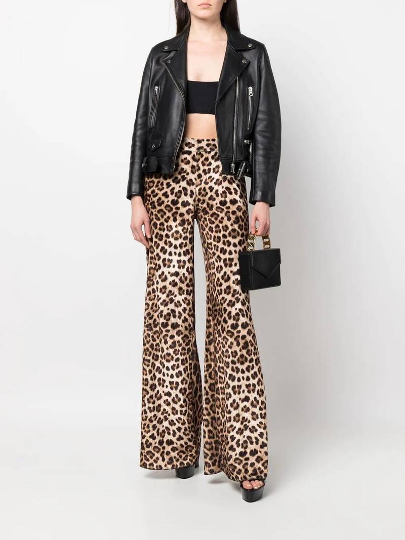 PHILIPP PLEIN leopard-print flared trousers outlook