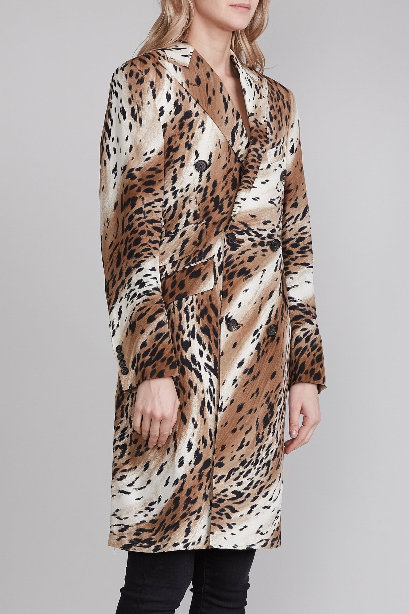 Peak Lapel Double Breasted Coat - Abstract Cheetah | R13 - 4