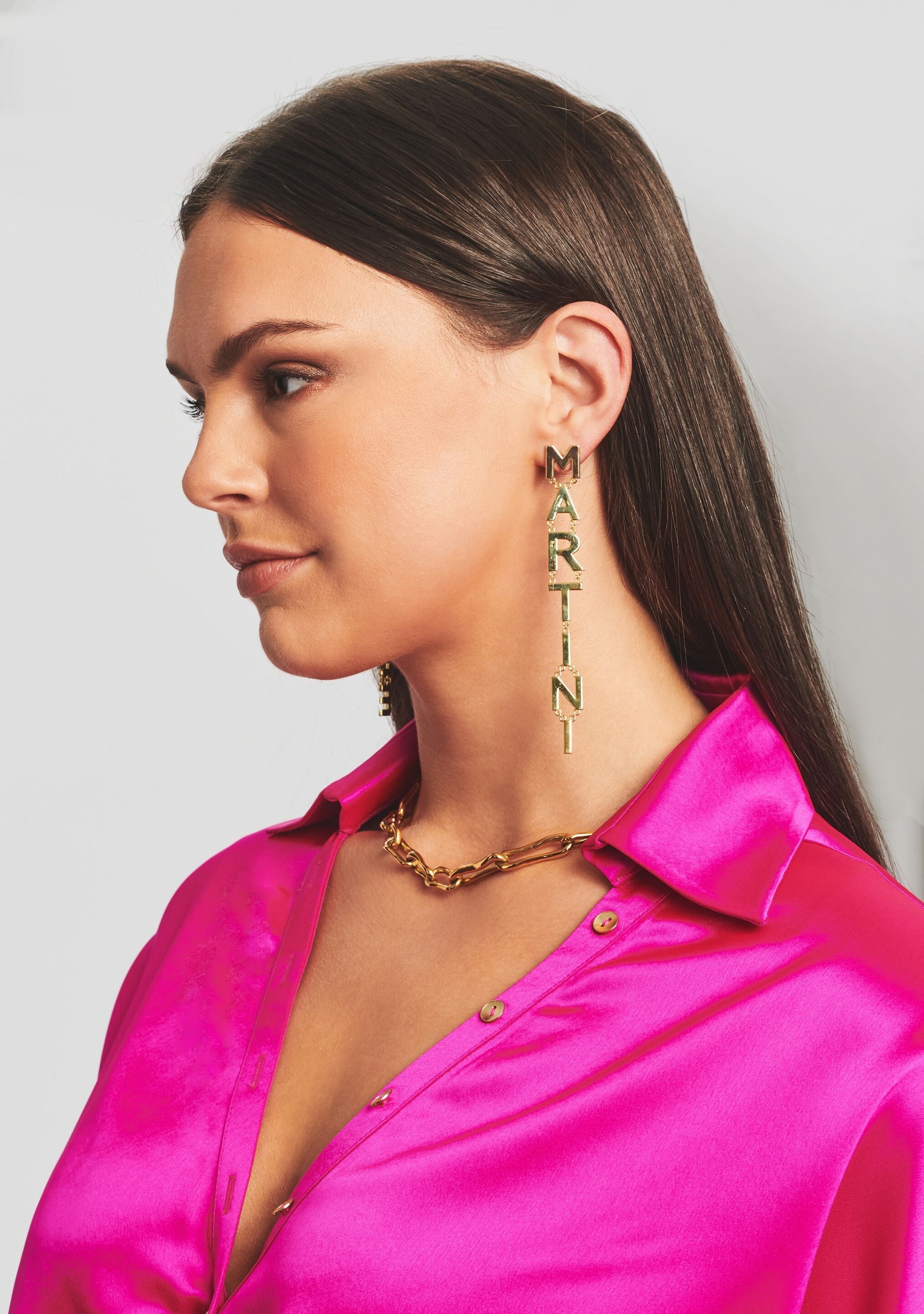LYCHEE MARTINI LETTER EARRINGS - 3