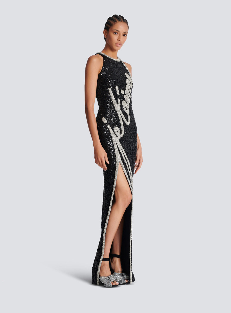 Long "Love Letter" embroidered sequin dress 3