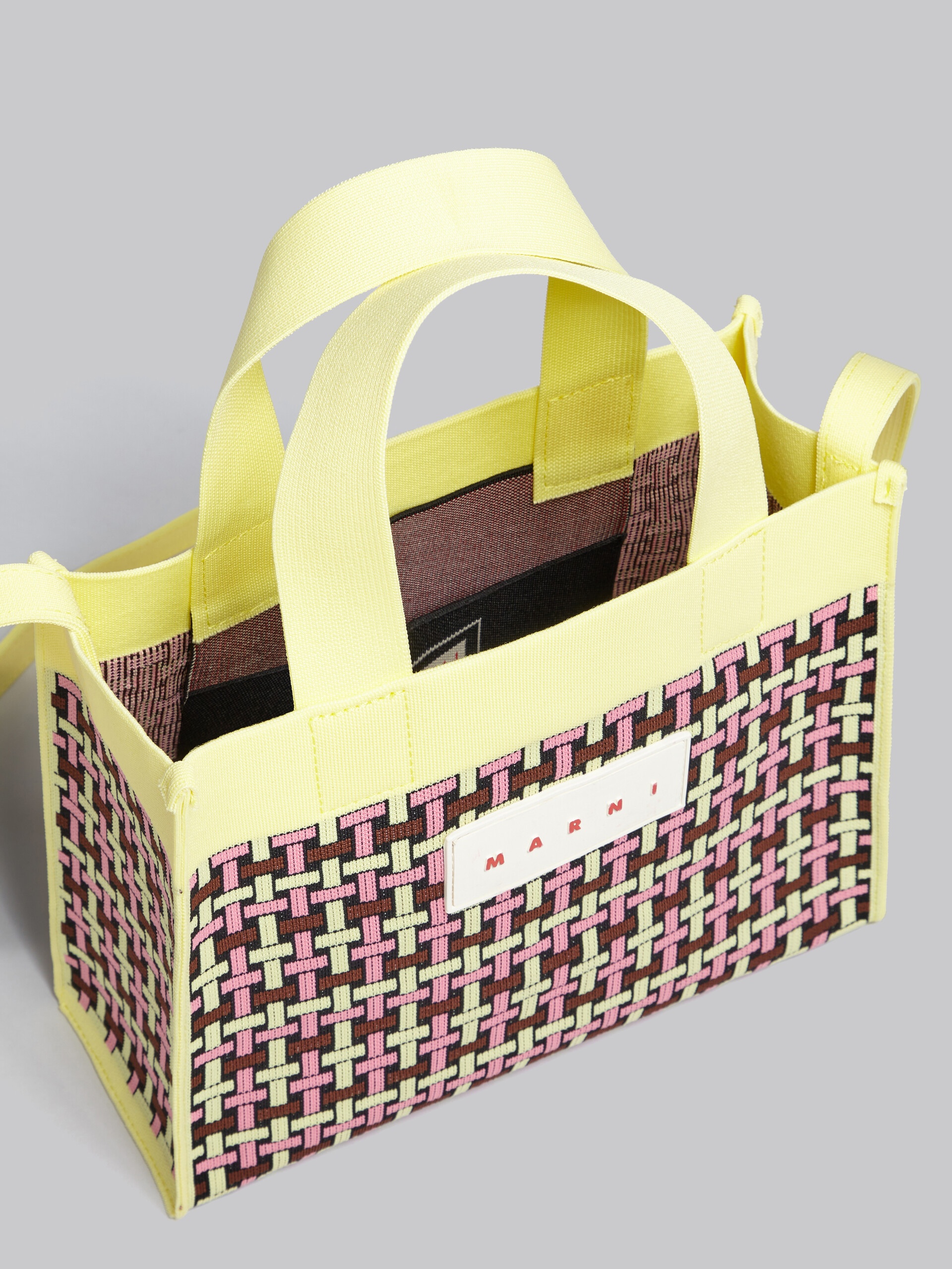 LIGHT YELLOW BROWN AND PINK JACQUARD SHOPPER - 4