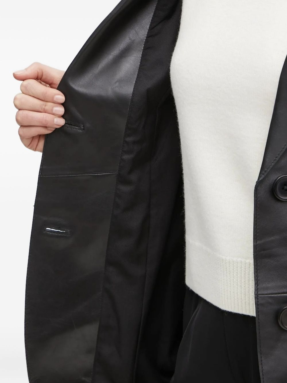 leather fitted blazer - 5