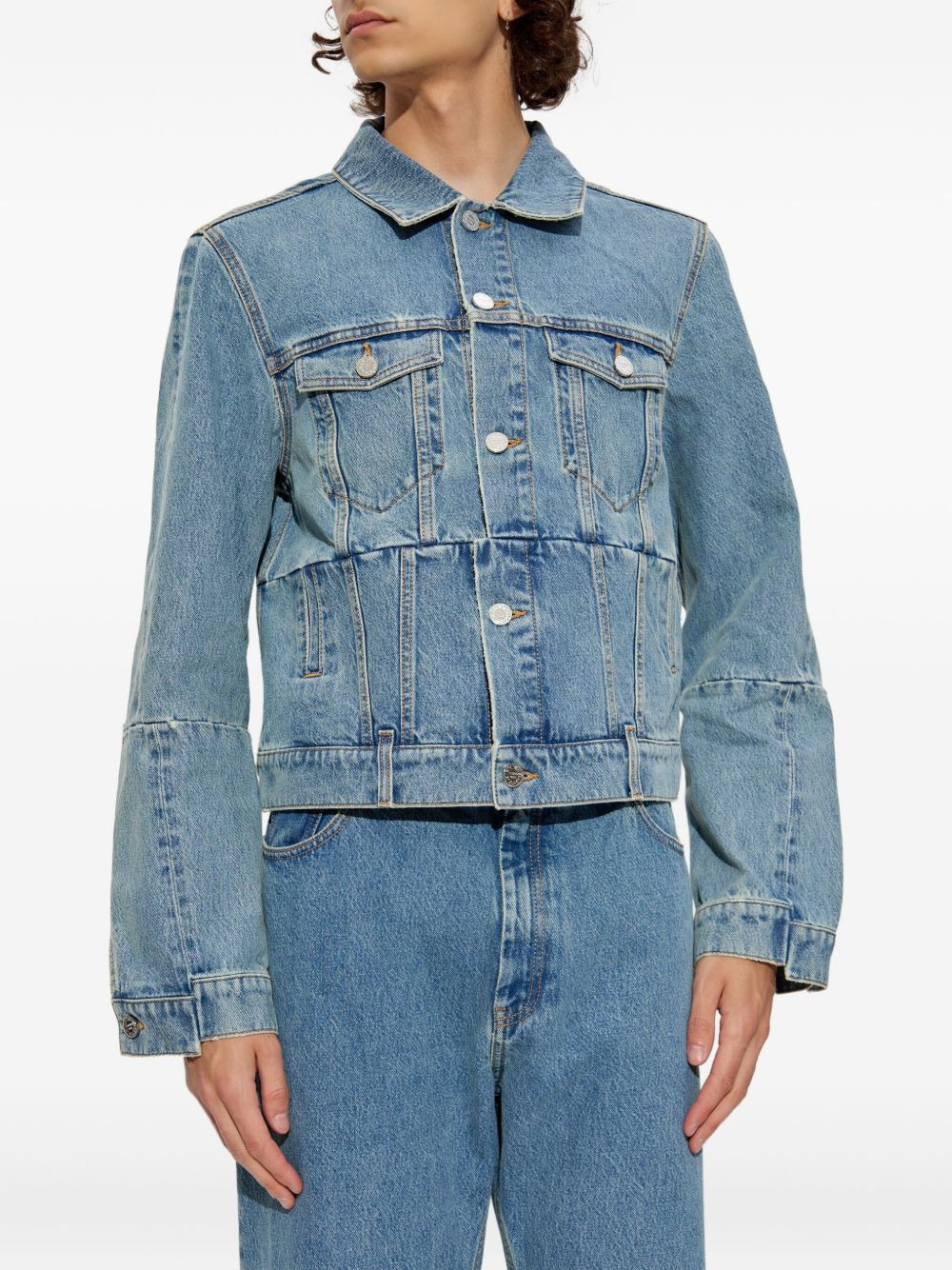 panelled denim jacket - 3