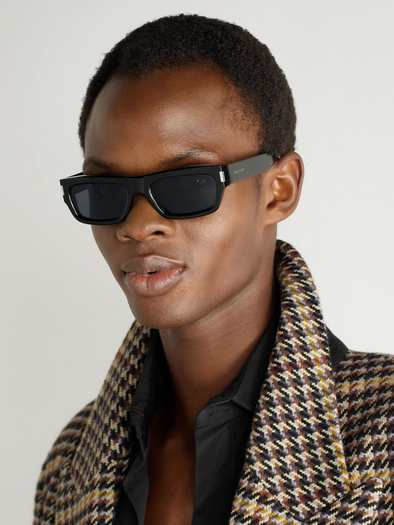 SAINT LAURENT Rectangular-Frame Acetate Sunglasses Black outlook