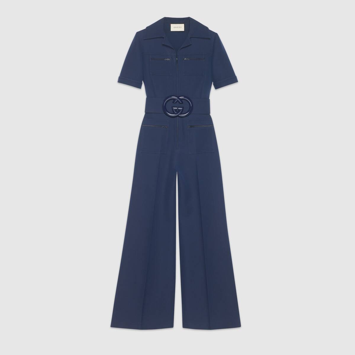 Wool silk belted jumpsuit - 1