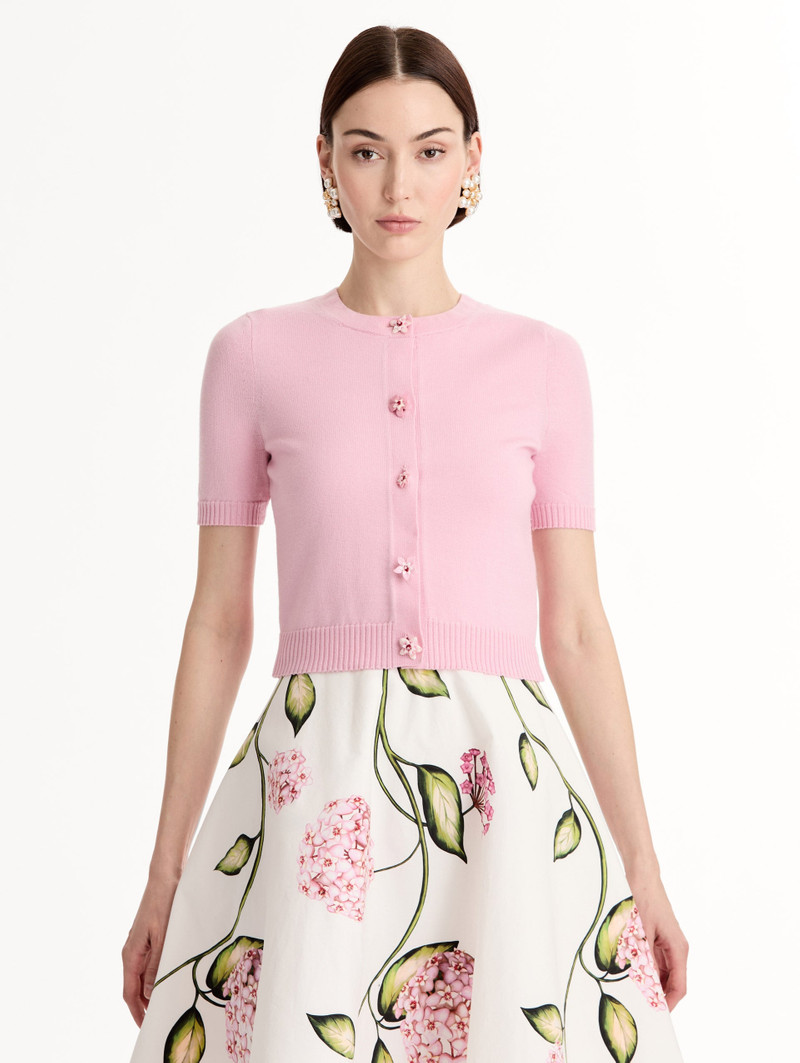 Oscar de la Renta FLORAL BUTTON CROPPED CARDIGAN outlook