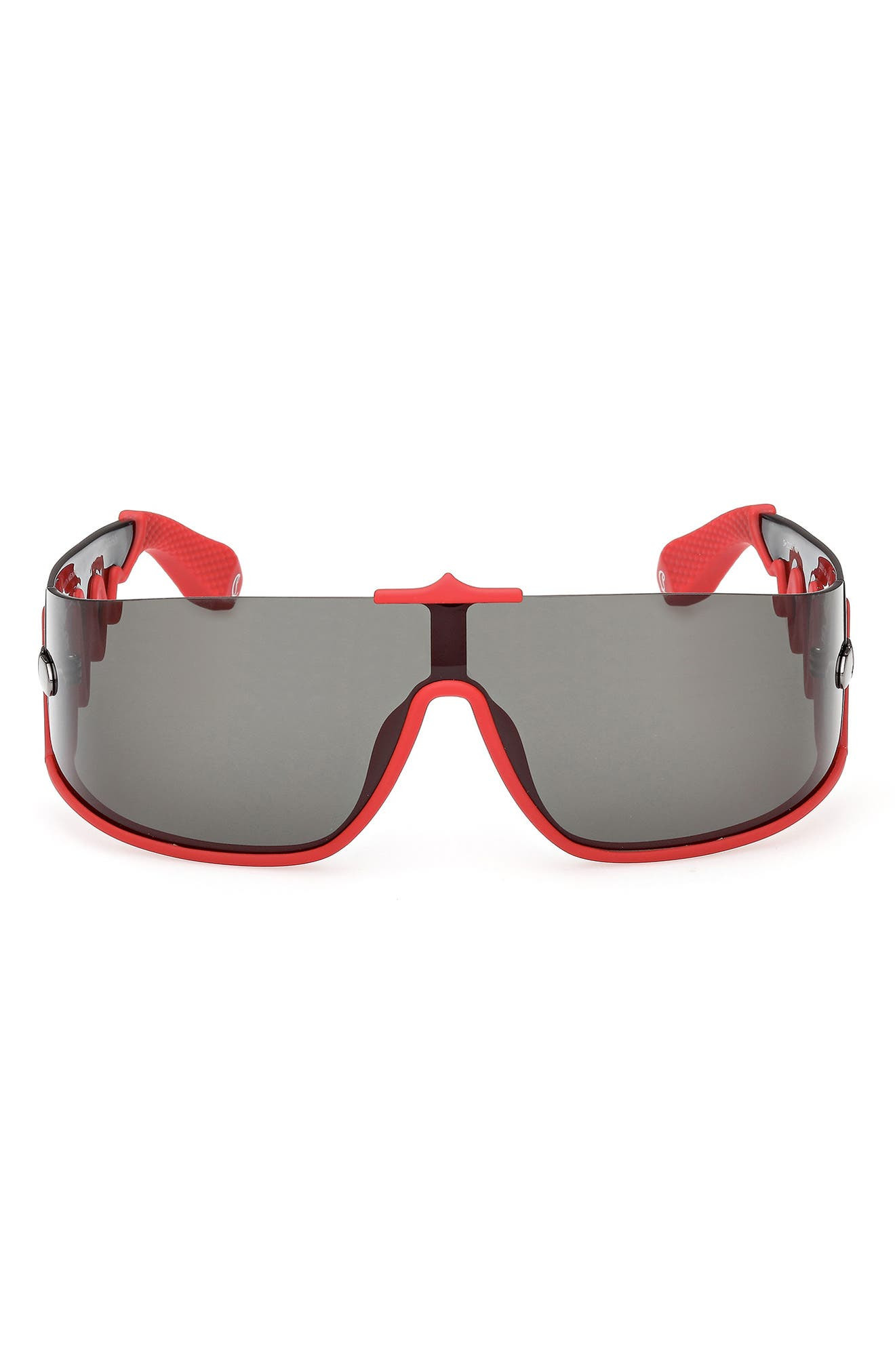 Christian Louboutin 141mm Loubishark Square Shield Sunglasses in Red/Smoke Grey at Nordstrom - 1