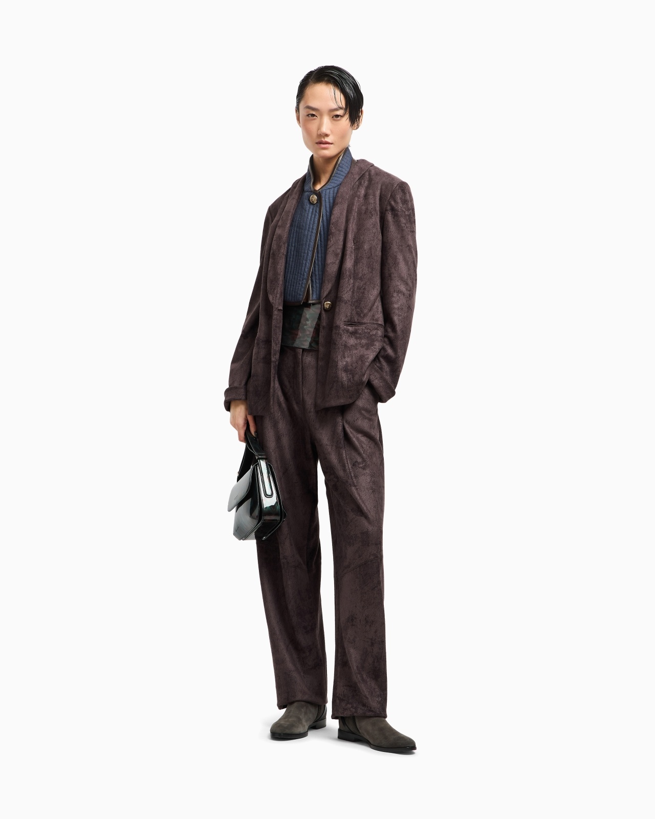 SINGLE-PLEAT TROUSERS IN ALCANTARA-EFFECT JERSEY - 2