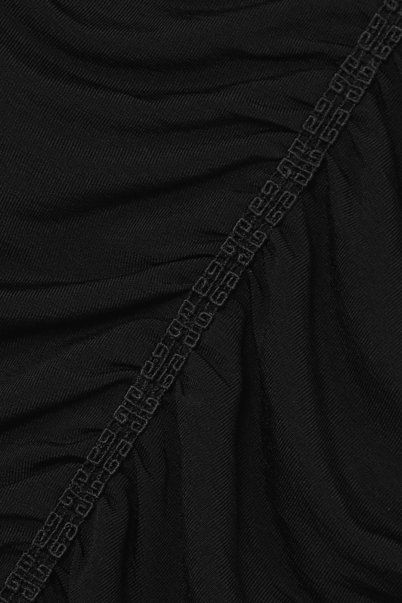 Ruched crochet-trimmed stretch-jersey midi skirt - 5