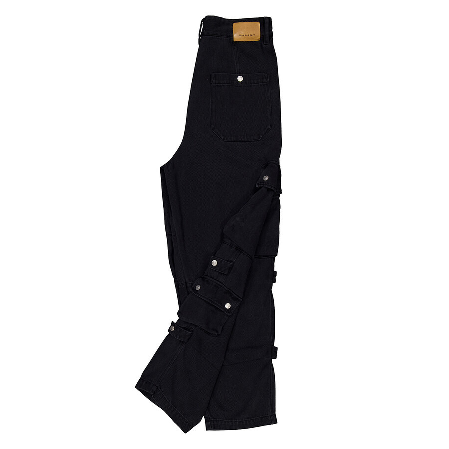 Isabel Marant Men's Black Logo-Patch Cargo Jeans - 7