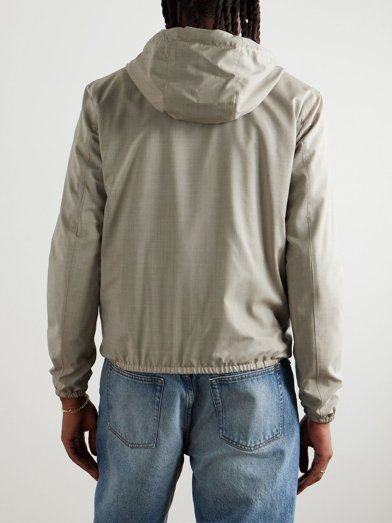 Reversible Virgin Wool and Silk-Blend and Shell Hooded Jacket Cream 4